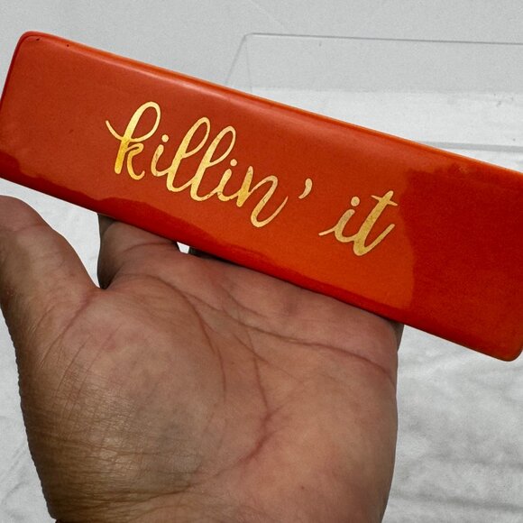 Ashland 7" Wedge Ceramic Tabletop Decor Sign The Boss/ killin' it Orange Gold - Picture 9 of 12